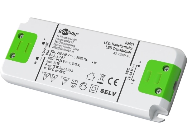Goobay 65581, Vit, Grön, IP20, 0,35 A, 19 - 34 V, 220 - 240 V, 50 mm | EL Artiklar - Andra EL - Inbyggda mätinstrument | GameStuff