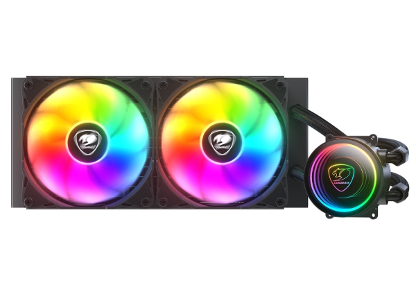 Cougar Cpu Wasserkühlung, Poseidon Elite 240, Argb, Schwarz, All-In-One-Flüssigkeitskühler, Schwarz
