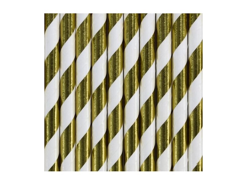 Papir sugerør metallic guld striber