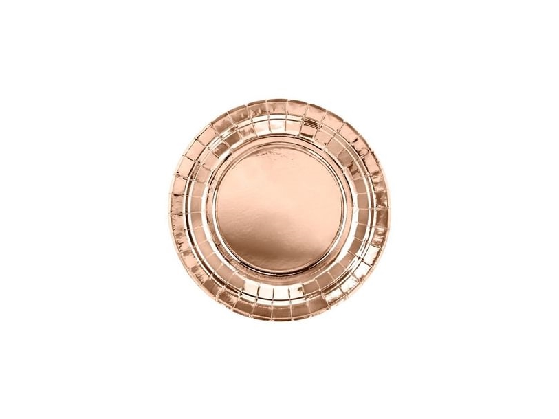 Party Deco engångstallrikar i papper 18 cm rosa/guld 6 st | N - A | GameStuff