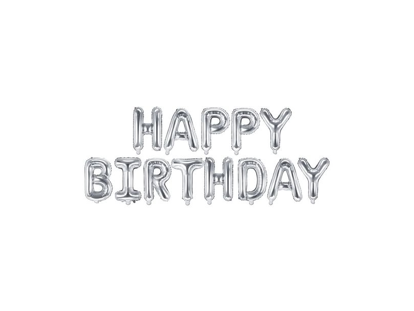 Folieballon Happy Birthday, sølv | Leksaker - Figurer & Dockor | GameStuff