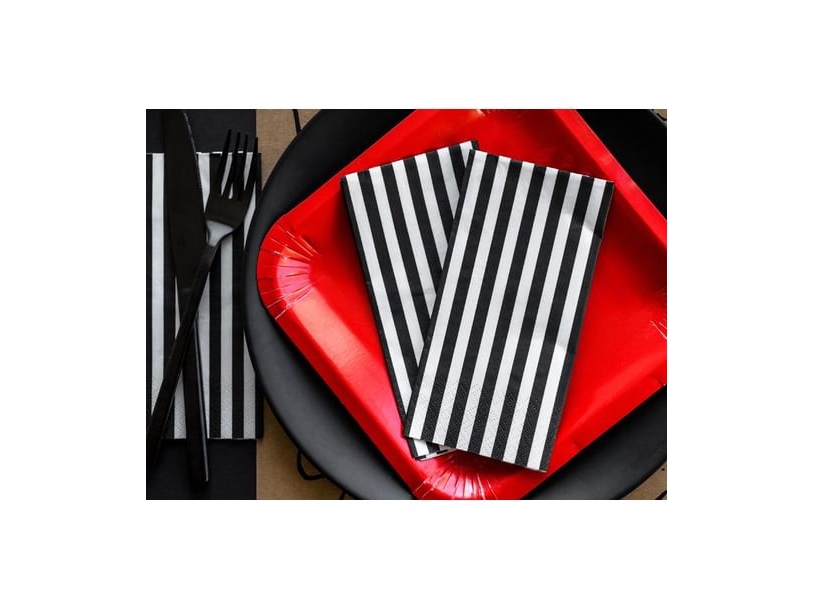 Party Deco papirservietter, sorte striber, 33x33 cm, 20 stk