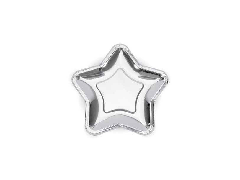 Party Deco engångstallrikar Stjärna, silver, 23 cm, 6 st (34684) | N - A | GameStuff