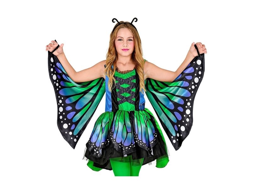 Grøn/Blå Sommerfugl Børnekostume - X-Small