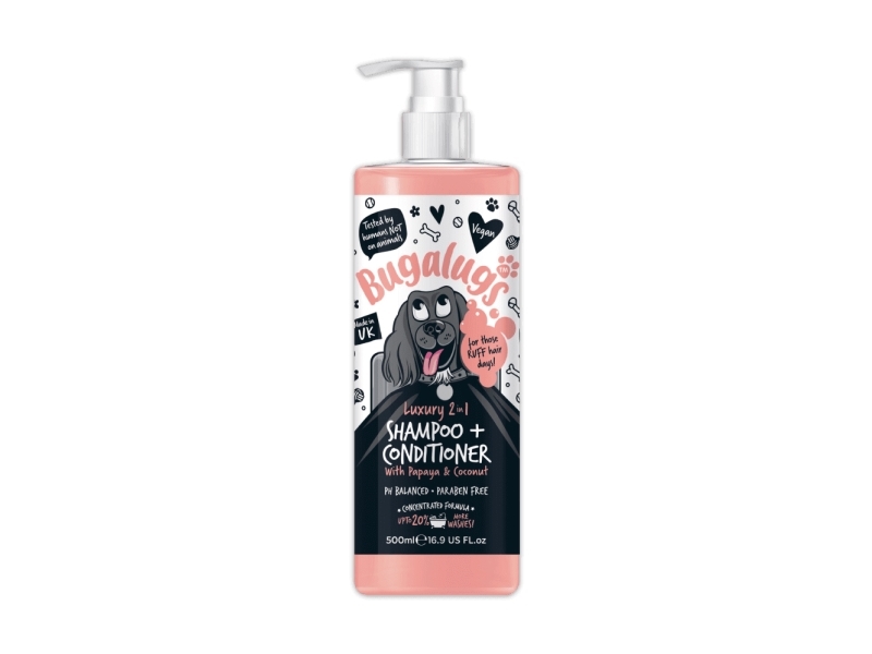 Bugalugs 2-i-1 Shampoo og Balsam med Papaya & Kokos (500ml)
