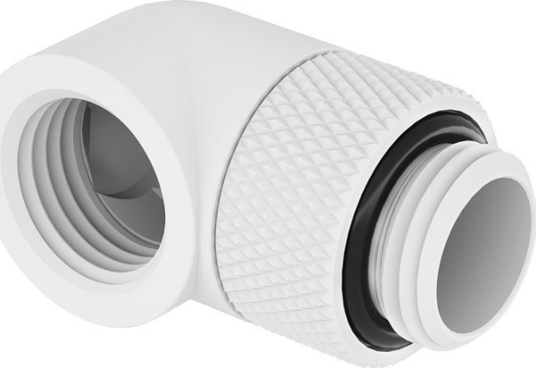 Barrow Adapteris 90 Laipsnių G1/4 Colio Kištukas Su Lizdu, Skirtas G1/4 Colio Kištukui Ir Išoriniam Lizdui – Pasukamas, Baltas