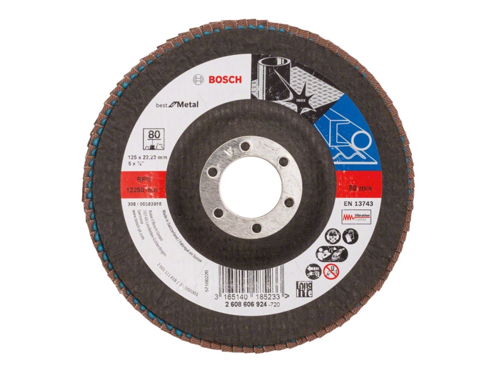 Bosch Best For Metal X571 - Flapdisk - For Metal - 125 Mm - X-Lock - Kornstørrelse: 80