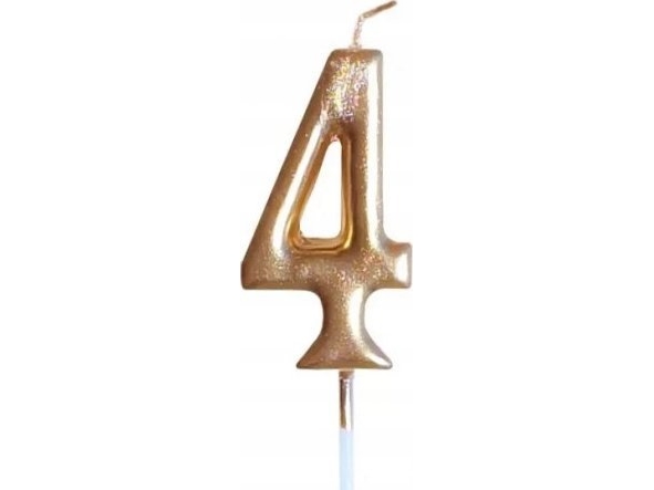 MK TRADE Syntymäpäiväkynttilä 4 kultainen SH-719-4