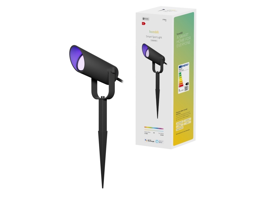 Hombli HBSL-0100, Smart spotlight, Bluetooth, Svart, Gjuten aluminium, Multi, 2700 K | Belysning - Intelligent belysning (Smart Home) - Intelligent belysning | GameStuff