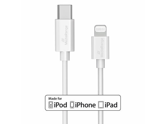 Mediarange Mrcs215, 1 M, Usb C, Usb C/Lightning, Usb 2.0, 0,48 Gbit/Sek., Hvid