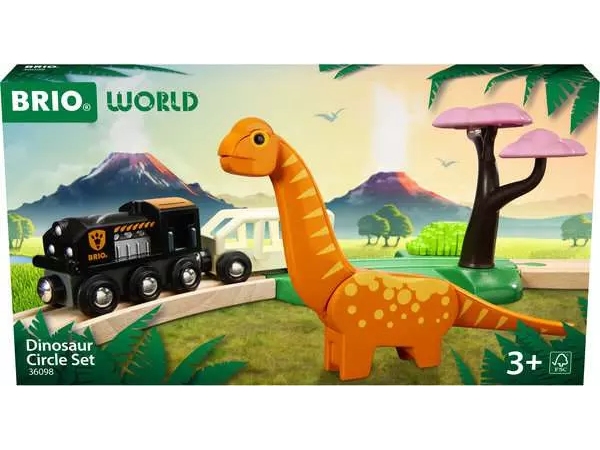 Brio Dinosaur Circle Set, Tog- Og Skinnesæt, 3 År, Træ, Flerfarvet