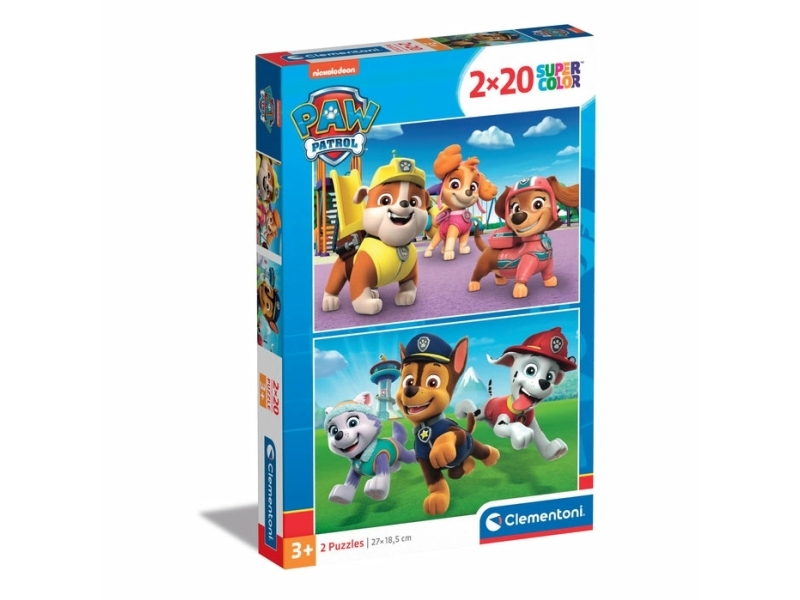 Paw Patrol Puslespil - Super Color - Clementoni - 2x20 Brikker