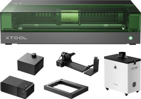 Lazerinės Graviravimo Staklės 2-In-1 Xtool S1 40W - Viskas Viename Rinkinys - Juodas