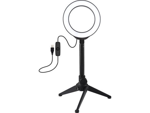 Puluz LED žiedinė lempa 12cm, su trikoju staliniu stovu iki 21.8cm, USB,