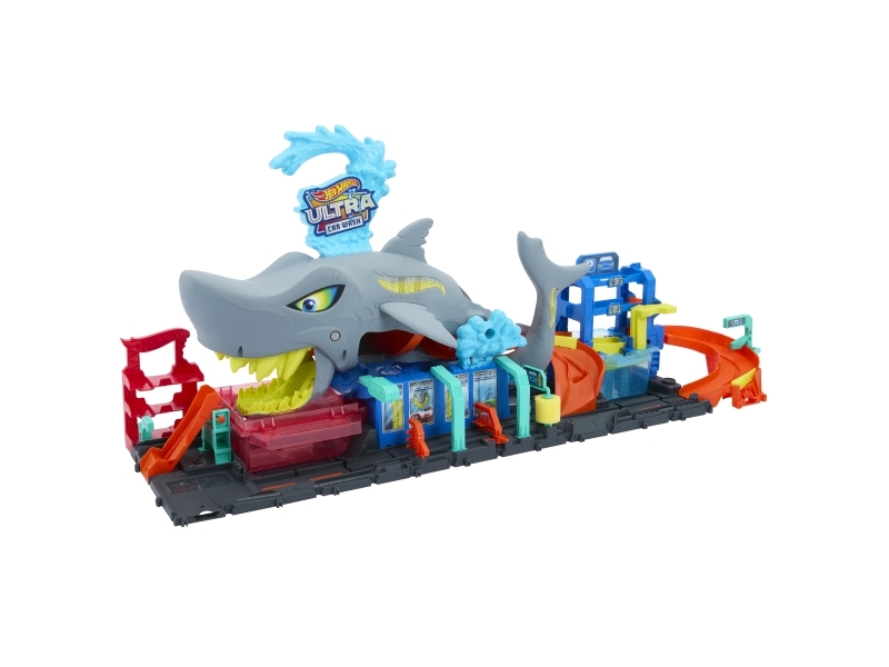 Hot Wheels City Ultimative Hai-Autowaschanlage, Spielset, Rennauto- & Schienen-Set, 3 Jahr(E), Kunststoff, Mehrfarbig