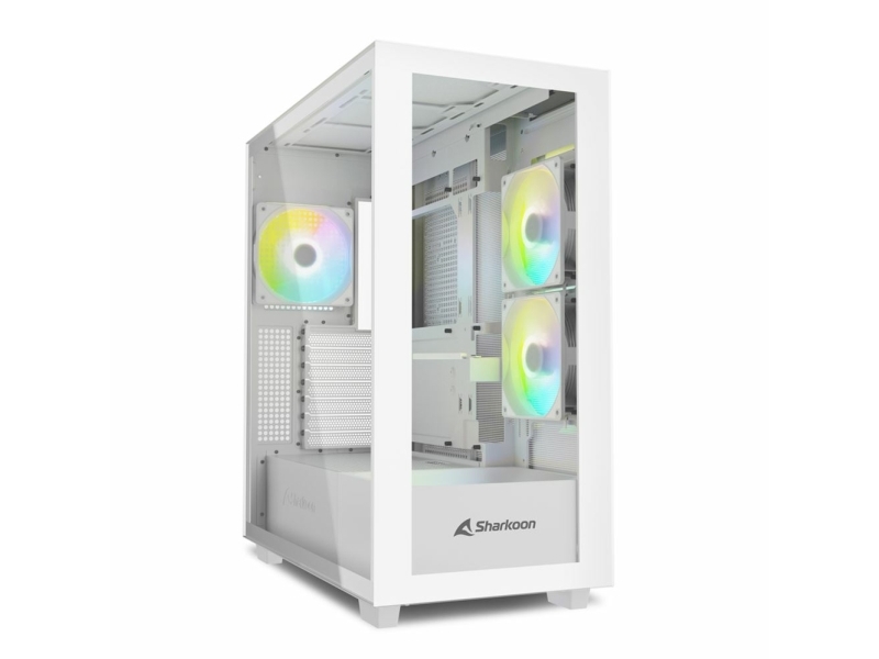 Sharkoon Rebel C60, Midi Tower, Pc, Hvid, Atx, Micro Atx, Mini-Itx, Stål, Hærdet Glas, Spil
