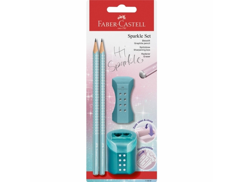 Faber-Castell 118297, B, turkoosi väri, kolmion muotoinen, läpipainopakkaus, 2 kpl