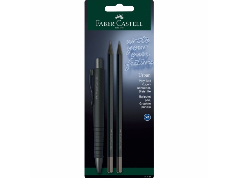 Faber-Castell 241124, Kuulakärkikynä, Grafiittikynä, musta, Pyöreä, B, Kupla