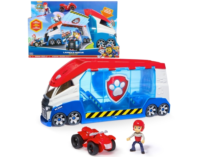 Paw Patrol - Launch''n Rescue Patroller, Teamfahrzeug 55,8 Cm, Mit Ryder-Figur Und Quad-Basisfahrzeug, Doppel-Startkatapult Und Geräuscheffekte, Plat