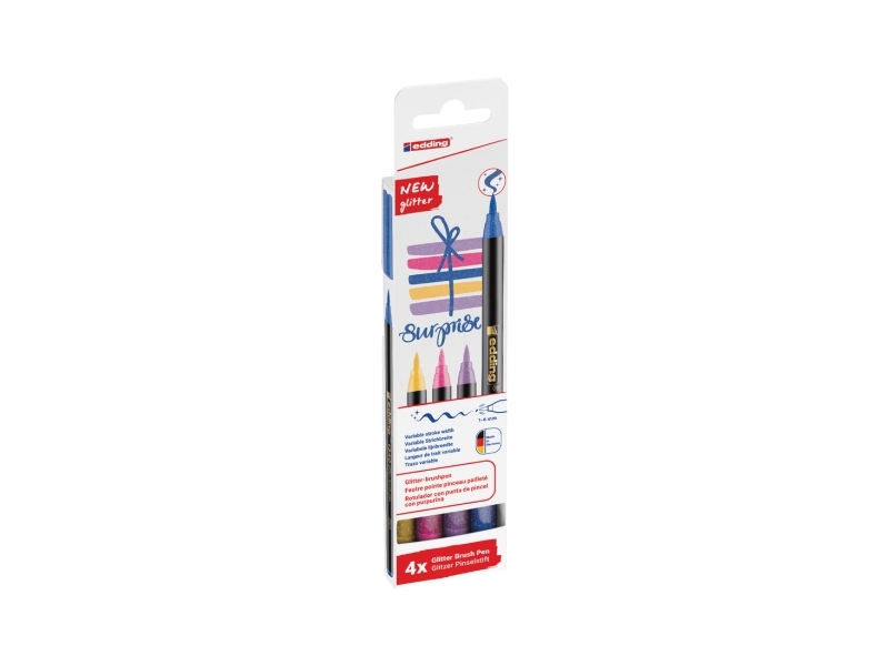 Edding 4-1340-4-3, 4 Farben, Blau, Ocker, Pink, Violett, Pinselspitze, 1 Mm, 6 Mm, Mehrfarbig