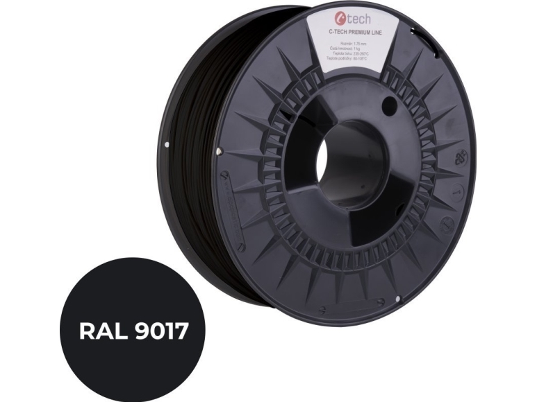 Printing Filament C-Tech Premium Line, Asa, Traffic Black, Ral9017, 1.75Mm, 1Kg