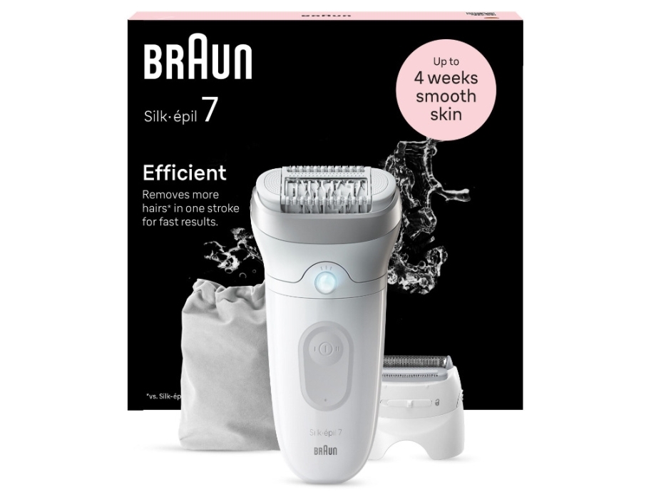 Braun Silk-épil 7 7-041, Grå, Hvid, MicroGrip, Armhule, Bikini, 0,5 mm, Batteri, Tyskland