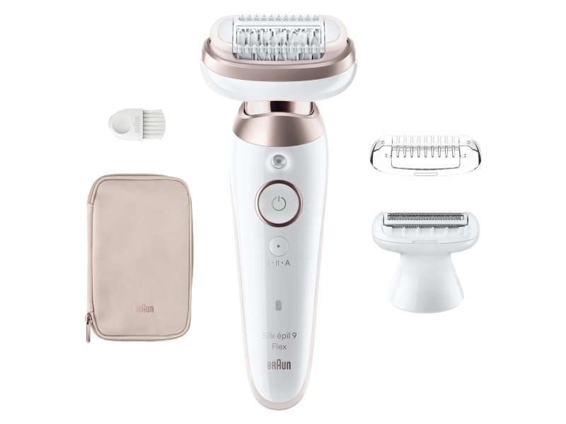 Braun Silk-épil 9 Flex 9-030 3D, Lyserød, Hvid, 40 pincetter, MicroGrip, Armhule, Bikini, 0,5 mm, Batteri