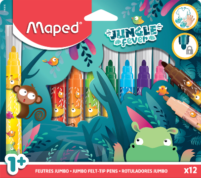 Maped Jungle Fever, Bold, 12 färger, Rundad spets, Multifärg | Skrivredskap - Fiberpennor & Fineliner - Fineliner | GameStuff