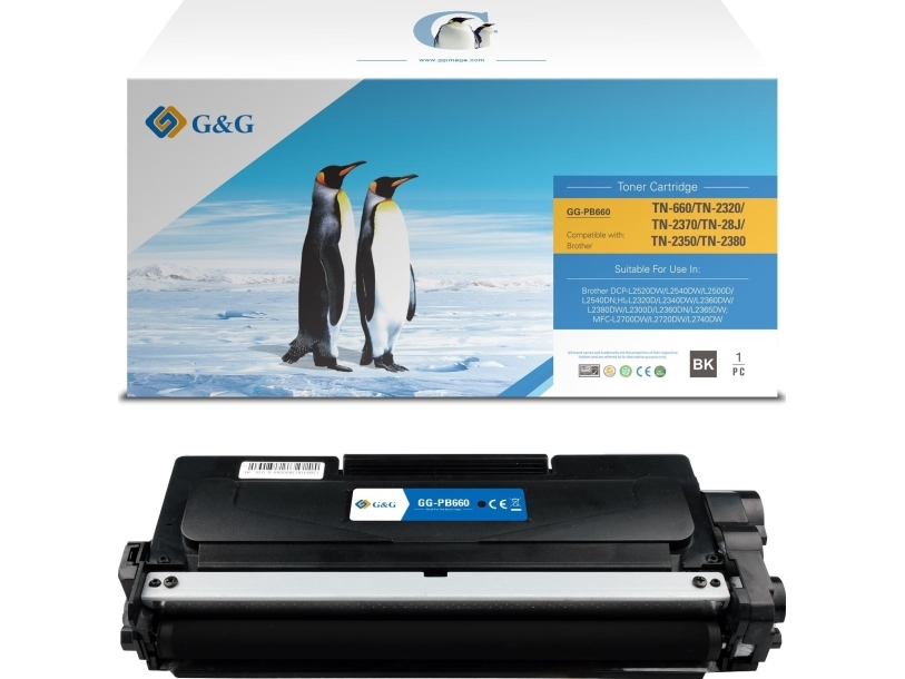 Su G&G Suderinami Dažai Su Brother Tn2320, Nt-Pb660, Juoda, 2600S