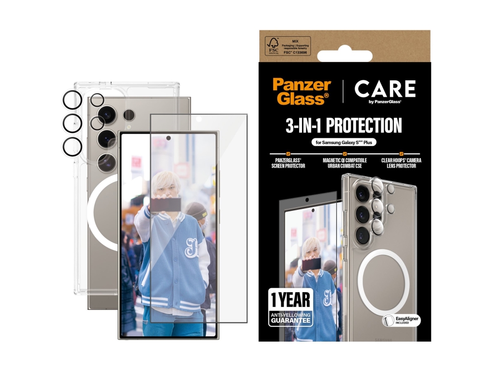 CARE by PanzerGlass Urban Combat - Baksidesskydd för mobiltelefon - 3-i-1 - MagSafe-kompatibilitet - 100 % återvunnet polykarbonat, 100 % återvunnet termoplastpolyuretan (TPU) - transparent, vit - med skärm- och objektivskydd - för Samsung Galaxy S25 Ultra | Tele & GPS - Mobil tillbehör - Skydd & Väskor | GameStuff