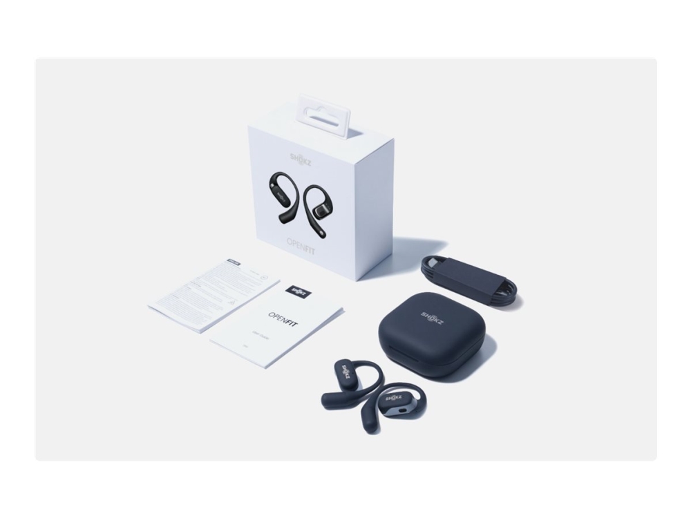 SHOKZ OpenFit - True wireless-hörlurar med mikrofon - öppet öra - montering över örat - Bluetooth - svart