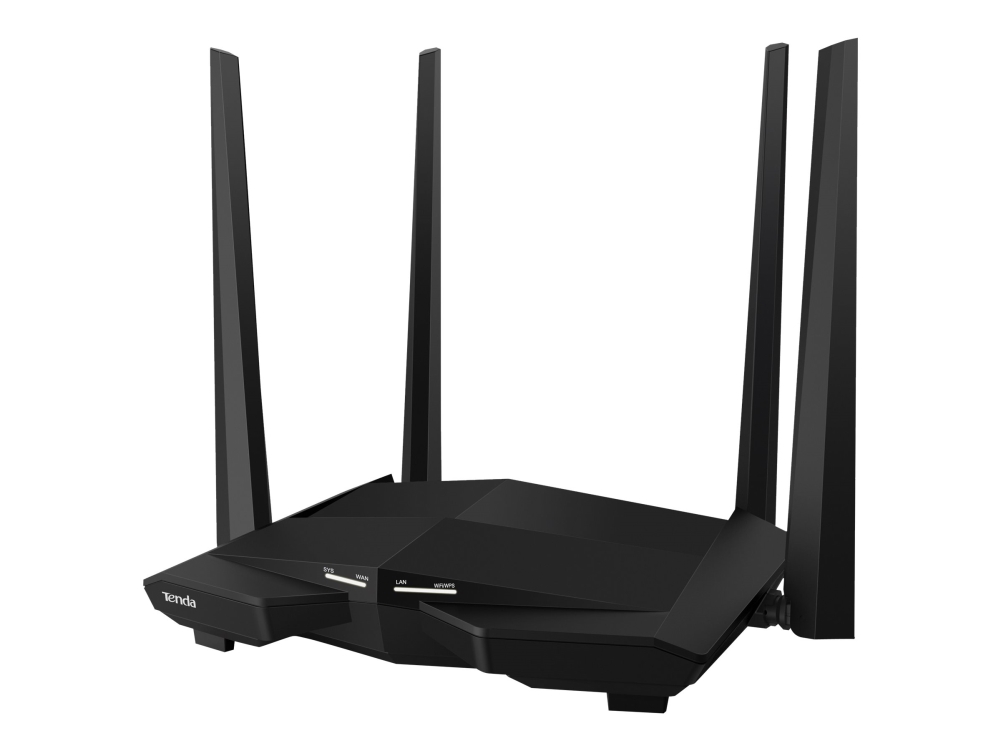 Tenda Ac10, Wi-Fi 5 (802.11Ac), Dual-Band (2,4 Ghz/5 Ghz), Eingebauter Ethernet-Anschluss, 4G, Schwarz, Tabletop-Router