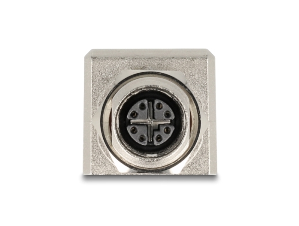 Delock Netværksadapter 8 Pin M12 X Hun Til Rj 45 Hun Vinklet Stp Cat 6a Sort/sølv