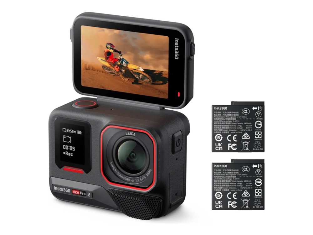 Insta360 Ace Pro 2 - Dual Battery Standard Bundle - aktionkamera - 8K / 30 fps - Leica - Bluetooth, Wi-Fi - undervatten upp till 12 m - svart | Foto och video - Videokamera - Videokamera för action | GameStuff