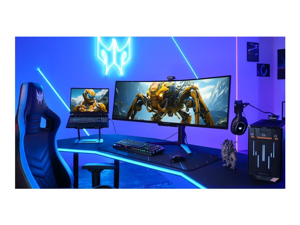 Acer Predator X49 Xbmipphuzx - X-Series - OLED-monitor - spel - böjd - 49 - 5120 x 1440 Dual Quad HD @ 240 Hz - 1000 cd/m² - DisplayHDR 400 True Black - 0.03 ms - HDMI, 2xDisplayPort, USB-C - högtalare - svart | Spel - Bildskärmar & tillbehör - Bildskärmar | GameStuff