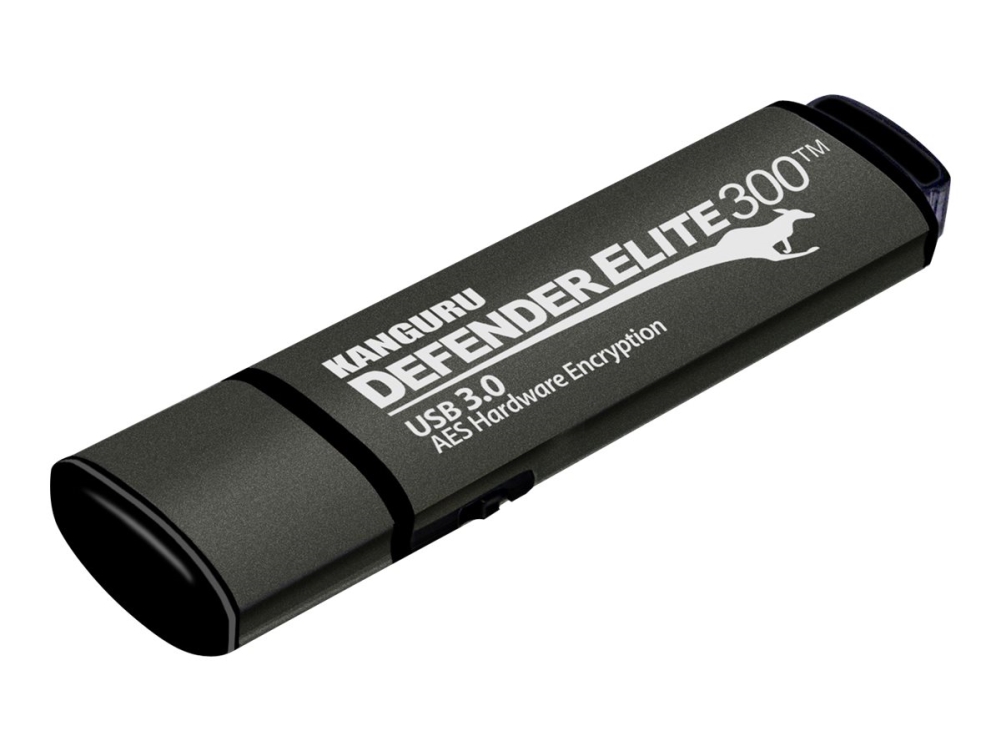 Kanguru Encrypted Defender Elite300 - Usb Flashdrive - Krypteret - 128 Gb - Usb 3.2 Gen 1 - Fips 140-2 Level 2 - Sort - Taa-Kompatibel