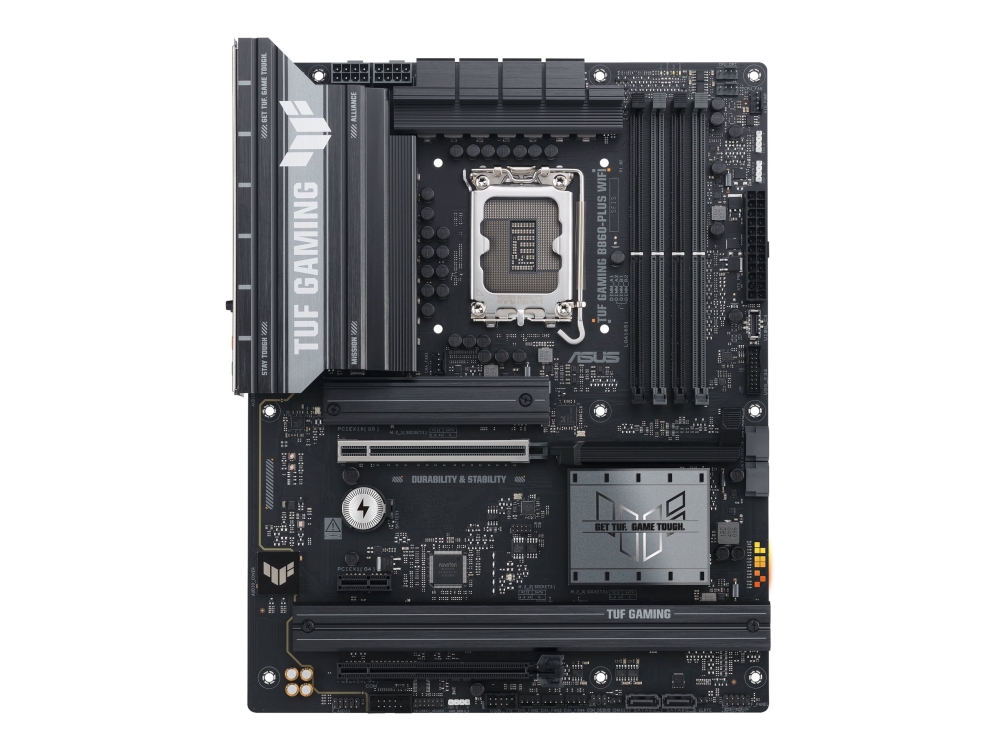 ASUS TUF GAMING B860-PLUS WIFI - Moderkort - ATX - LGA1851-uttag - B860 Chipuppsättning - USB-C 3.2 Gen 2x2, USB 3.2 Gen 2, USB 3.2 Gen 1, USB-C 3.2 Gen2 - 2.5 Gigabit LAN, Bluetooth, Wi-Fi 7 - inbyggda grafiken (CPU krävs) - HD-ljud (8 kanaler) | Datorkomponenter - Moderkort - Intel Moderkort | GameStuff