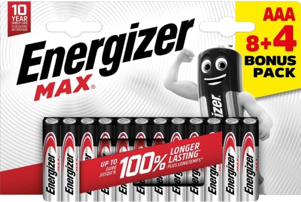 Energizer E303340900, Engangsbatteri, Aa, Alkaline, 1,5 V, 12 Stk, 10 År