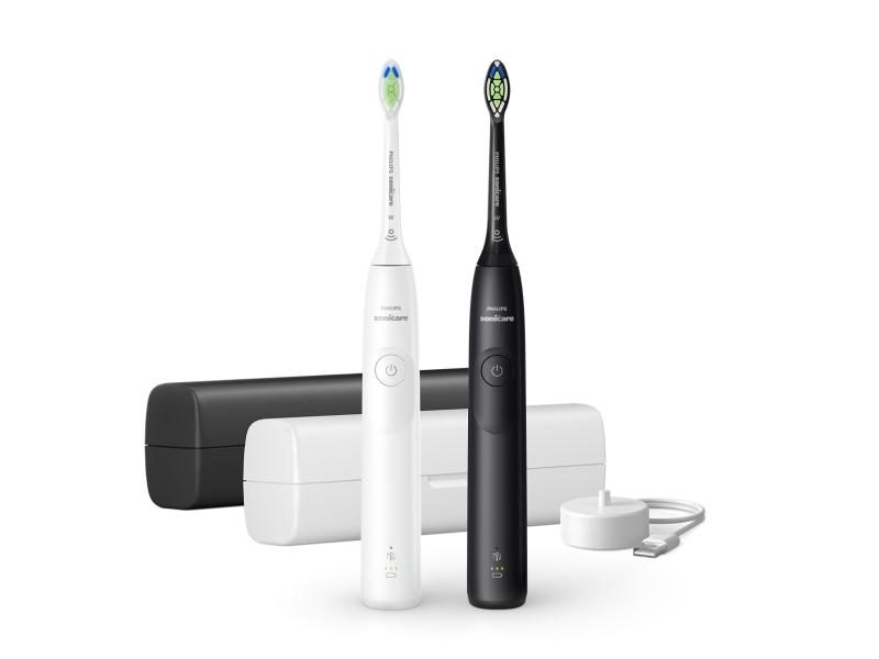 Sonicare Series 5300 elektrisk tannbørste dobbeltpakke, svart/hvit