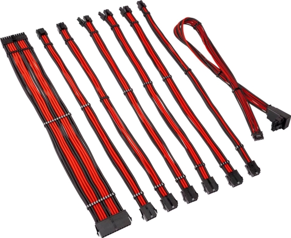 Kolink Core Pro Braided Cable Extension Kit 12V-2X6 Type 2 - Jet Juodas/Racing Raudona