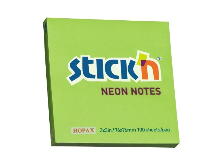 Notesblok 76X76 100 Blad Neon Grøn - (12 Stk.)