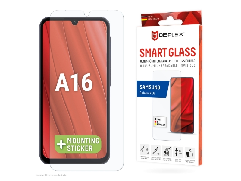 Displex 02071 Samsung Galaxy A16 Torr Applicering Break Resistant Smutsavvisande Reptålig Transparent 1 Styck