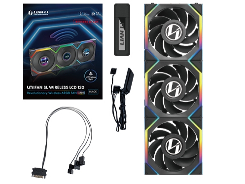 Lian Li UNI FAN SL Wireless LCD 120 Reverse Blade, Fan, 12 cm, Svart | Datorkomponenter - Kylning & moddning - Chassi fläktar | GameStuff