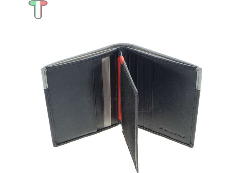 Piquadro Piquadro Piquadro Leather Wallet For Back And Credit Cards Black Gray For Men For Men