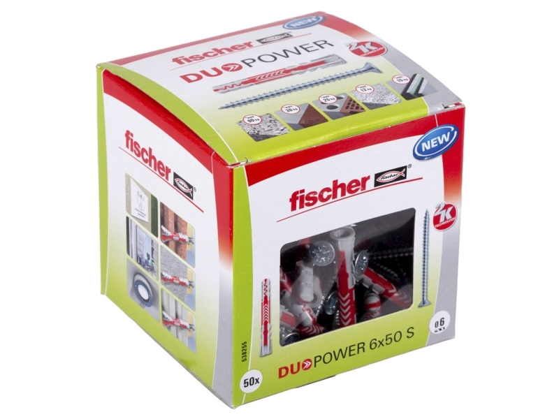 Fischer DUOPOWER 6 x 50 S LD, Udvidelsesanker, Beton, Metal, Grå, 50 mm, 6 mm