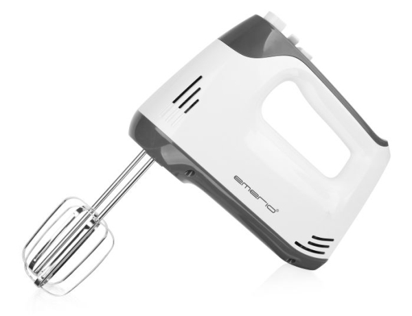 Emerio HM-130365, Handmixer, Grå, Vit, Vispning, Knådning, 1,4 m, Knappar, Handtag, Rostfritt stål | Köksapparater - Köksmaskiner - Hand mixer | GameStuff