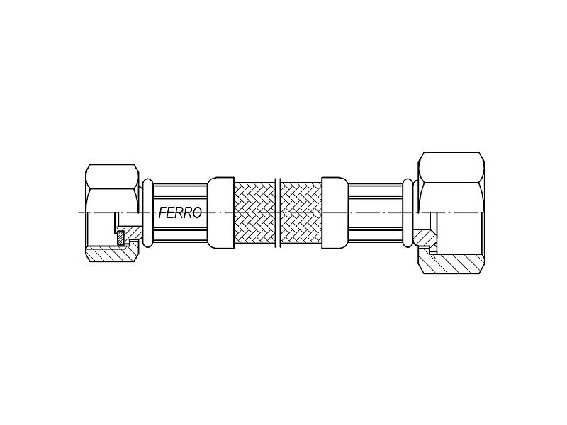 Ferro Steel flettet tilslutningsslange 1/2 x 3/4 35cm + pakning (PWS72)