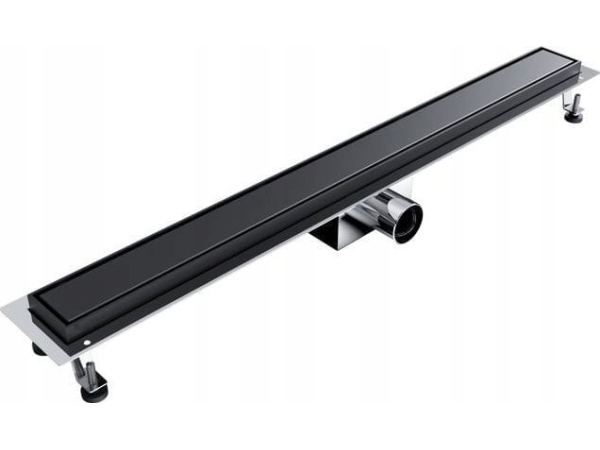 500 lineær afløb til brusebad AQUA STEEL LA BLACK med glat rist BGM (S)