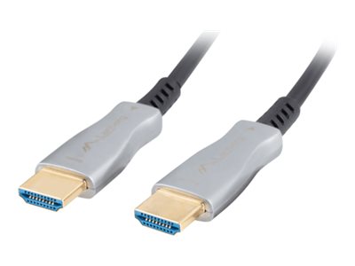 Lanberg - Premium High Speed - Hdmi-Kabel Med Ethernet - Hdmi Han Til Hdmi Han - 10 M - Dobbelt Afskærmet - Sort, Sølv - Active Optical Cable (Aoc),