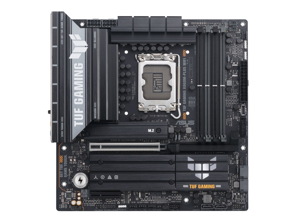 ASUS TUF GAMING B860M-PLUS WIFI - Moderkort - micro ATX - LGA1851-uttag - B860 Chipuppsättning - USB-C 3.2 Gen 2x2, USB 3.2 Gen 2, USB 3.2 Gen 1, USB-C 3.2 Gen2 - 2.5 Gigabit LAN, Bluetooth, Wi-Fi 7 - inbyggda grafiken (CPU krävs) - HD-ljud (8 kanaler) | Datorkomponenter - Moderkort - Intel Moderkort | GameStuff